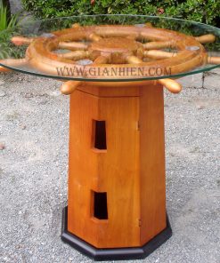 LIGHTHOUSE SHIP WHEEL TABLE WITH CABINET