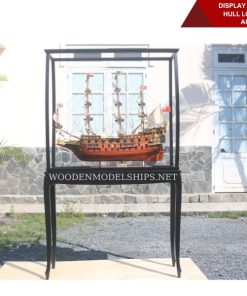 DISPLAY CASE FOR TALL SHIPS HULL LONG 80CM with Leg and plexiglass-01