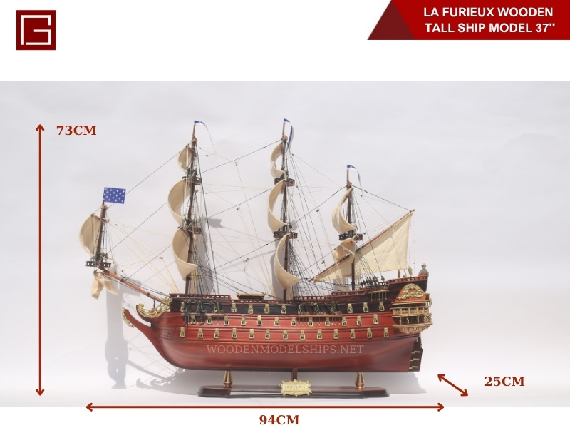 La Furieux Wooden Tall Ship Model 37''-09