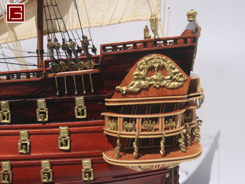 La Furieux Wooden Tall Ship Model 37''-13
